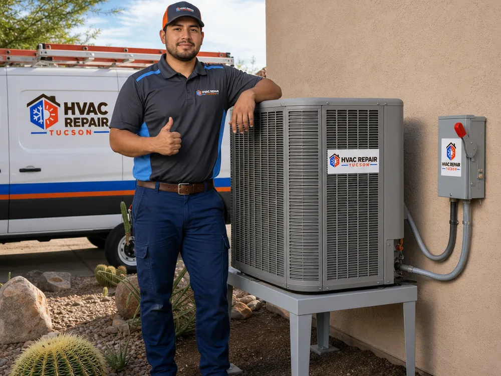 Outdoor condenser on a raised stand with proper clearances and a nearby weatherproof disconnect
