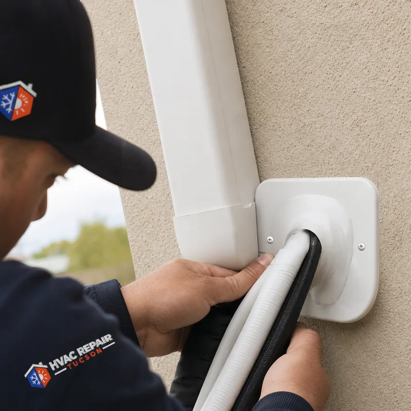 Neatly insulated refrigerant lines with a sealed wall penetration and secured exterior line-set cover