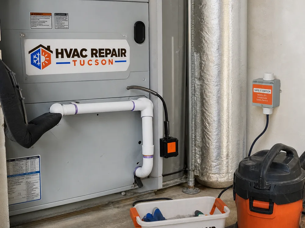 Neat air handler condensate line and safety switch inspection setup